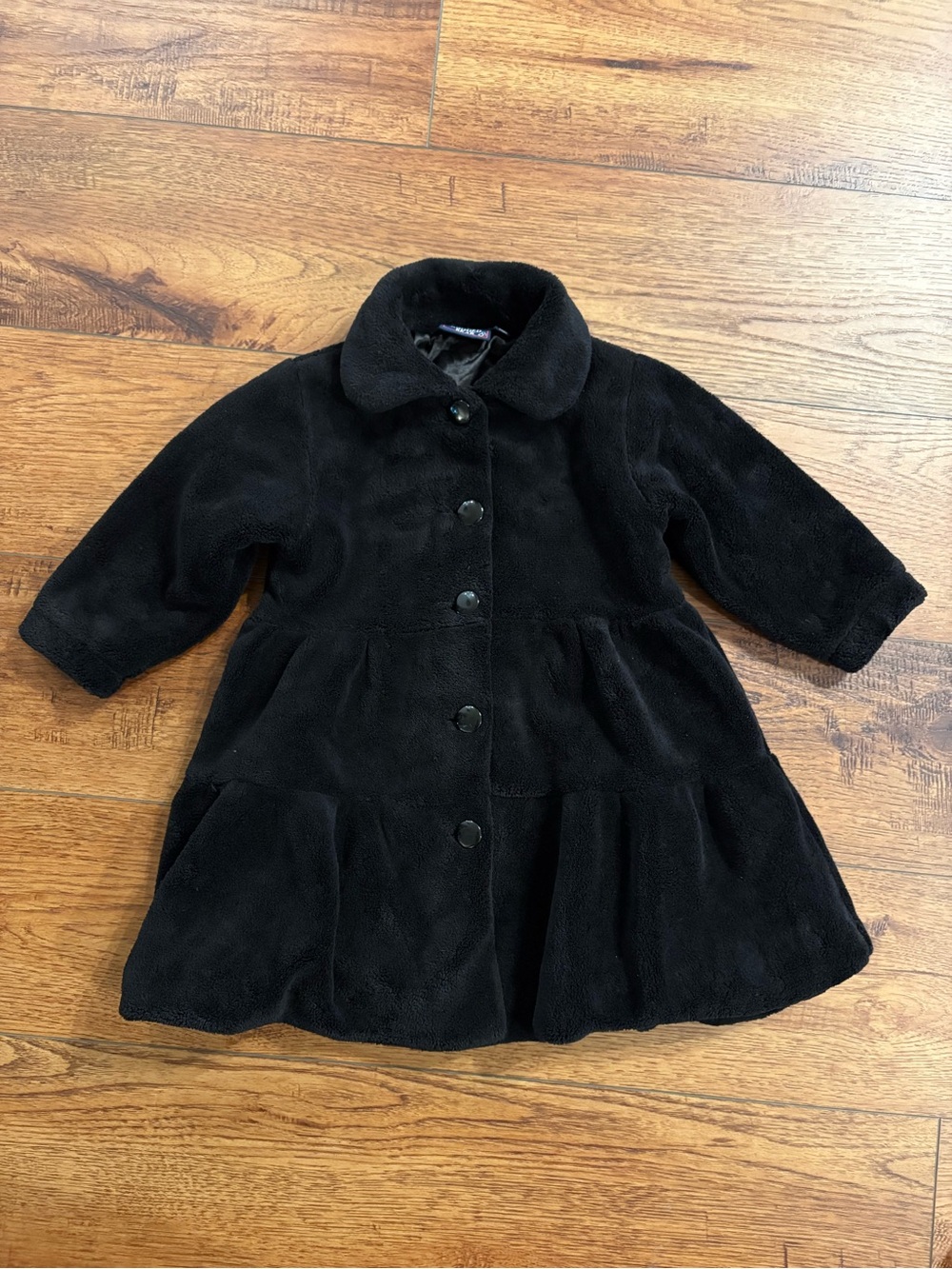 Rugged Bear Girls Size 2 Black Fleece Coat Button Front Dressy